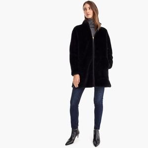 J. CREW Black Sherpa Teddy Full Zip Jacket Coat - Size XL